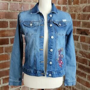 7 For All Mankind girls denim jacket with‎ floral patch XL